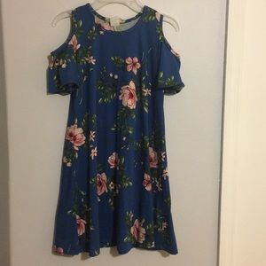 Blue open shoulder dress